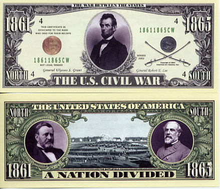 THE CIVIL WAR DOLLAR BILL (25 ea) | eBay