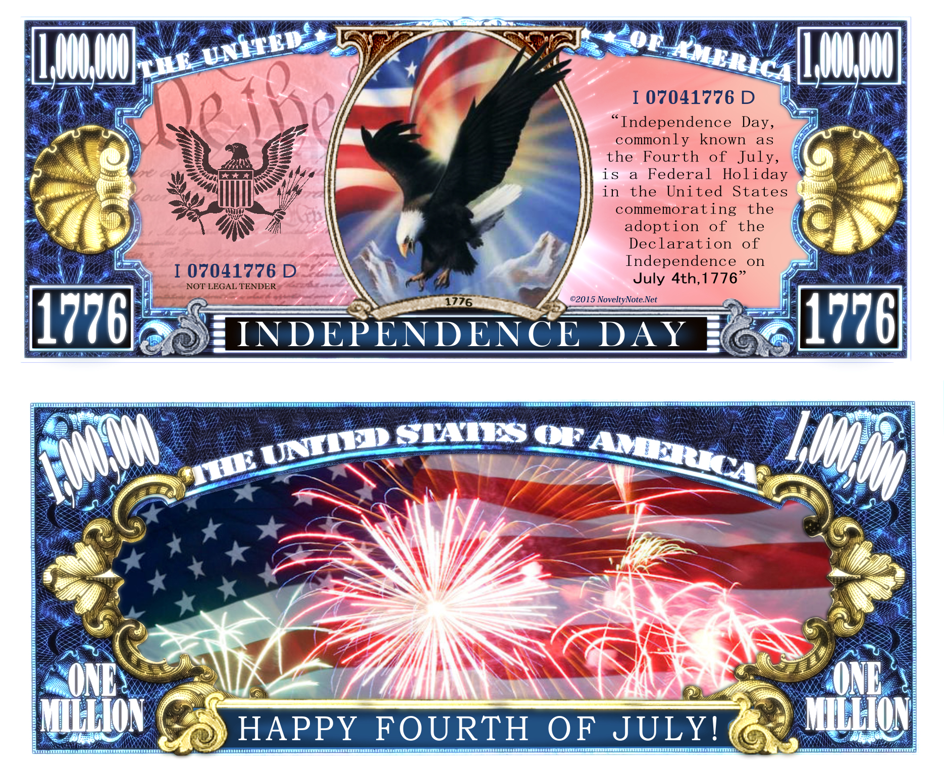 OUR INDEPENDENCE DAY 4TH OF JULY DOLLAR BILL (25 Each) eBay